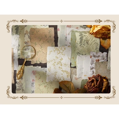 Bộ 28 tấm giấy nền mini hoa nổi vintage màu nâu - phong cách retro cho Bullet Journal và Scrapbook, giảm giá 37k