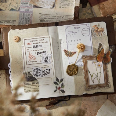 Bộ 28 tấm giấy nền mini hoa nổi vintage màu nâu - phong cách retro cho Bullet Journal và Scrapbook, giảm giá 37k