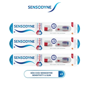 Bộ 3 Bàn chải SENSODYNE Sensitive & Gum lông mềm, bảo vệ nướu - 170.100₫