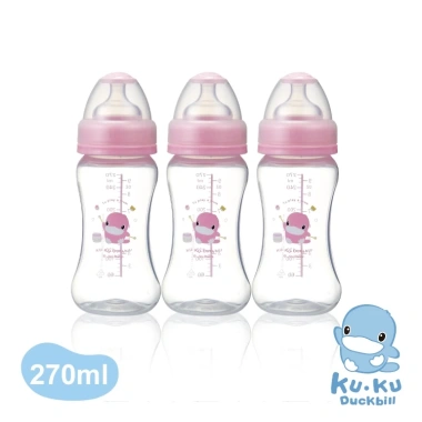 Bộ 3 bình sữa cổ rộng nhựa PP KU.KU Duckbill 270ml - An toàn, dễ dùng, giá 247k