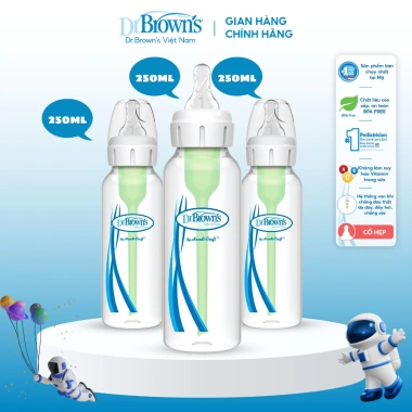 Bộ 3 bình sữa Dr.Brown's Option Plus cổ hẹp 250ml - Giá ưu đãi 662.000₫