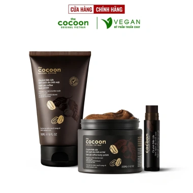 Bộ 3 Cà phê Đắk Lắk tẩy da chết Cocoon: Cơ thể 200ml, Da mặt 150ml, Son môi 5g - Giá chỉ 310.000 VND Bộ 3 Cà phê Đắk Lắk tẩy da chết Cocoon: Cơ thể 200ml, Da mặt 150ml, Son môi 5g - Giá chỉ 310.000 VND