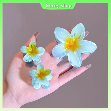 Bộ 3 Cái Kẹp Tóc Frangipani Hoa Ngôi Sao Đa Màu Mùa Hè - Cá Mập, Kẹp Móng Vuốt Hawaii 5