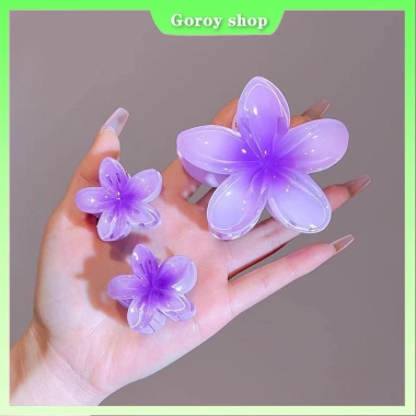 Bộ 3 Cái Kẹp Tóc Frangipani Hoa Ngôi Sao Đa Màu Mùa Hè - Cá Mập, Kẹp Móng Vuốt Hawaii 7