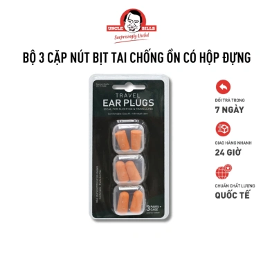 Bộ 3 Cặp Nút Bịt Tai UNCLE BILLS Chống Ồn Mềm Xốp, Có Hộp Đựng - Giá 59.000₫