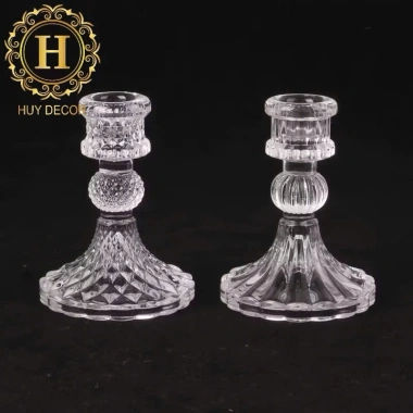 Bộ 3 Chân Nến, Cốc Nến & Đế Nến Thuỷ Tinh - Thiết Kế Sang Trọng, Giá chỉ 26.000 VND