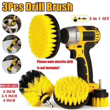 Bộ 3 đầu bàn chải đa năng gắn máy khoan - Vệ sinh nhà cửa nhanh, giá chỉ 56.900 VND, tiện lợi, bền bỉ