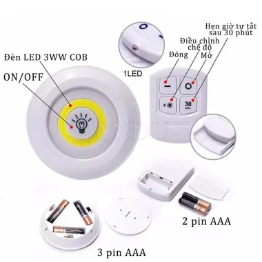 Bộ 3 Đèn LED Dán Tường Thông Minh - Hẹn Giờ, Remote Điều Khiển, Giá 99.000₫