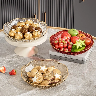 Bộ 3 Đĩa Decor Vân Sóng - Nhựa Dày Đựng Trái Cây, Hiện Đại, Giá 44.100₫