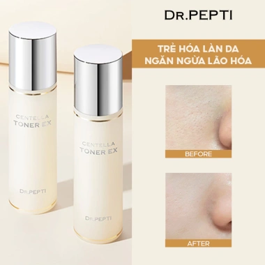 Bộ 3 Dr.Pepti Centella Toner Căng Bóng 180ml + Tinh Chất Dưỡng Trắng 30ml + Kem Dưỡng Ẩm 70ml Giá Ưu Đãi 1,4 Triệu