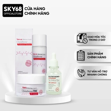 Bộ 3 Dưỡng Trắng Da Angel's Glutathione 700 - Niacinamide + Kem Đêm, Thâm Nám, 1,377,000 VND