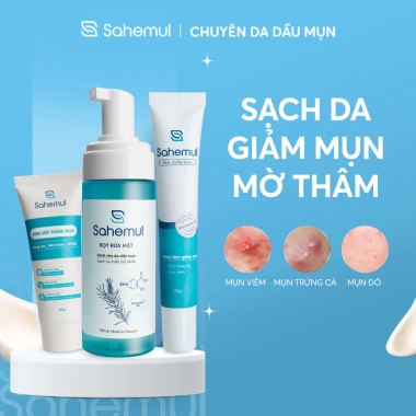 Bộ 3 giảm mụn viêm, mụn đỏ, mụn mủ và thâm nhanh - Kem mụn 20g + Bọt rửa mặt 150ml + Kem mờ thâm 20g - Giá 605.000đ