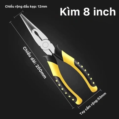 Bộ 3 Kìm Hạng Nặng TAYO - Kìm Mũi Dài 8in, Kìm Hàm Chéo 6in, Kéo Dây 8in - Độ Bền Cao, Giá Ưu Đãi 80.000 VNĐ
