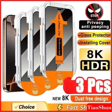 Bộ 3 miếng dán bảo vệ màn hình riêng tư kính cường lực, cho iPhone 17‑11, Pro Max, Air, XS Max, X, XR, 7/8 Plus - 59.400đ