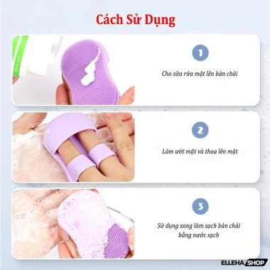 Bộ 3 miếng rửa mặt silicon mềm ELLEHA - Tặng mút trang điểm, chăm sóc da tiện lợi, giá chỉ 39.000₫