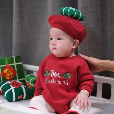Bộ 3 Món Bodysuit Thêu Tên, Mũ & Túi Bánh Chưng Nỉ Bông Dày, Giá 264k 6
