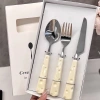 Bộ 3 Món Dĩa Thìa Dao Hình Phô Mai - Đồ Ăn Trái Cây Nĩa Súp Màu Kem Sang Trọng, Giá 29.900₫
