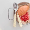 Bộ 3 Món Dĩa Thìa Dao Hình Phô Mai - Đồ Ăn Trái Cây Nĩa Súp Màu Kem Sang Trọng, Giá 29.900₫ 5