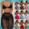 Bộ 3 Món Đồ Bơi Bikini Nữ: Áo Cổ Chữ V, Quần Dài, Áo Ngực Lưới Đệm Mút - 431.407 VND