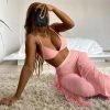 Bộ 3 Món Đồ Bơi Bikini Nữ: Áo Cổ Chữ V, Quần Dài, Áo Ngực Lưới Đệm Mút - 431.407 VND 3