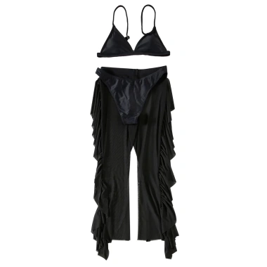 Bộ 3 Món Đồ Bơi Bikini Nữ: Áo Cổ Chữ V, Quần Dài, Áo Ngực Lưới Đệm Mút - 431.407 VND 5