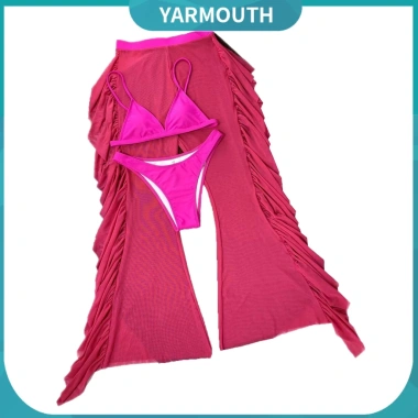 Bộ 3 Món Đồ Bơi Bikini Nữ: Áo Cổ Chữ V, Quần Dài, Áo Ngực Lưới Đệm Mút - 431.407 VND 10
