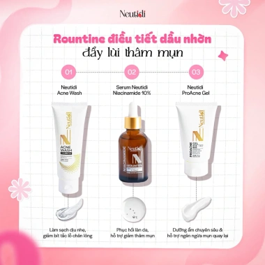 Bộ 3 Neutidi chăm sóc da dầu mụn - Làm sạch kiềm dầu, giảm thâm, sáng da, 425k 2