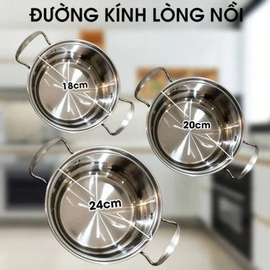 Bộ 3 nồi inox Đạt Tường chính hãng - Dùng mọi loại bếp, truyền nhiệt nhanh, giảm giá 20% chỉ 389.000₫ 3