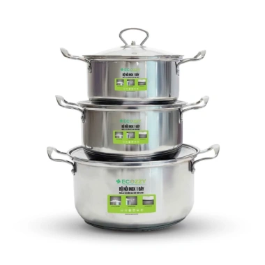 Bộ 3 nồi inox Đạt Tường chính hãng - Dùng mọi loại bếp, truyền nhiệt nhanh, giảm giá 20% chỉ 389.000₫ 5