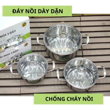 Bộ 3 nồi inox Đạt Tường chính hãng - Dùng mọi loại bếp, truyền nhiệt nhanh, giảm giá 20% chỉ 389.000₫ 7