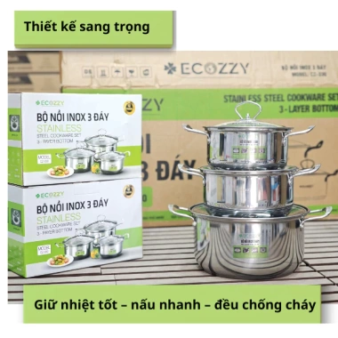 Bộ 3 nồi inox Đạt Tường chính hãng - Dùng mọi loại bếp, truyền nhiệt nhanh, giảm giá 20% chỉ 389.000₫ 9