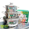 Bộ 3 nồi inox TITHAFAC nắp kính đa năng cho mọi loại bếp cao cấp, giá ưu đãi 254.200₫ 2