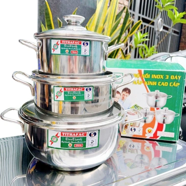 Bộ 3 nồi inox TITHAFAC nắp kính đa năng cho mọi loại bếp cao cấp, giá ưu đãi 254.200₫ 4