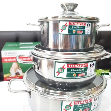 Bộ 3 nồi inox TITHAFAC nắp kính đa năng cho mọi loại bếp cao cấp, giá ưu đãi 254.200₫ 7