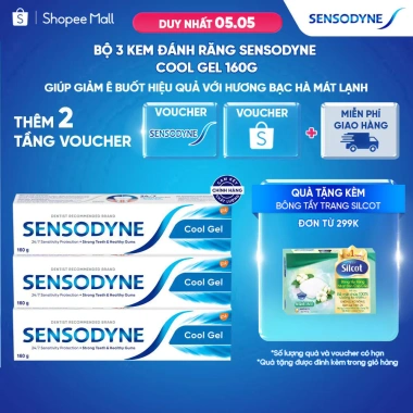 Bộ 3 Sensodyne Cool Gel 160g Giảm ê buốt, hương bạc hà mát lạnh chỉ 267.900₫