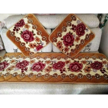 Bộ 3 Thảm Trải Ghế Nỉ Nhung Bo Viền Hoa Văn - Êm Đệm Sofa Gỗm 136.466 VND