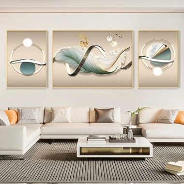 Bộ 3 tranh canvas Lông vũ trừu tượng Treo tường hiện đại cho phòng khách, ngủ, khách sạn, giá ưu đãi 140.580₫ 5