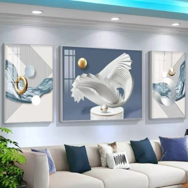 Bộ 3 tranh canvas Lông vũ trừu tượng Treo tường hiện đại cho phòng khách, ngủ, khách sạn, giá ưu đãi 140.580₫ 10