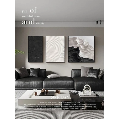 Bộ 3 Tranh Canvas Trừu Tượng Đen Trắng - Trang trí hiện đại, tối giản 2