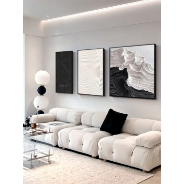Bộ 3 Tranh Canvas Trừu Tượng Đen Trắng - Trang trí hiện đại, tối giản 3