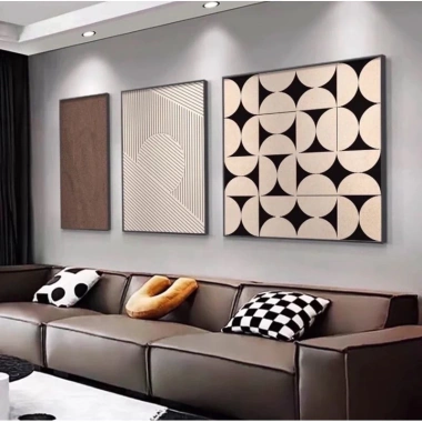 Bộ 3 Tranh Canvas Trừu Tượng Đen Trắng - Trang trí hiện đại, tối giản 9