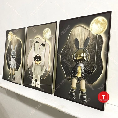 Bộ 3 Tranh Gấu Bearbrick Kaws Dán Tường Không Khoan, Băng Keo Kèm, Giá 150k 4 Bộ 3 Tranh Gấu Bearbrick Kaws Dán Tường Không Khoan, Băng Keo Kèm, Giá 150k 4