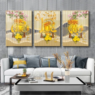 Bộ 3 Tranh Thư Pháp Phúc Lộc Thọ Cao Cấp Tráng Gương - Treo Tường Phòng Khách Sang Trọng, Giá Ưu Đãi 157.000 VND 8