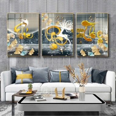 Bộ 3 Tranh Thư Pháp Phúc Lộc Thọ Cao Cấp Tráng Gương - Treo Tường Phòng Khách Sang Trọng, Giá Ưu Đãi 157.000 VND 9