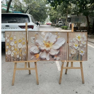 Bộ 3 tranh treo tường hoa lá canvas – Trang trí phòng khách, quà tặng, 205.190₫