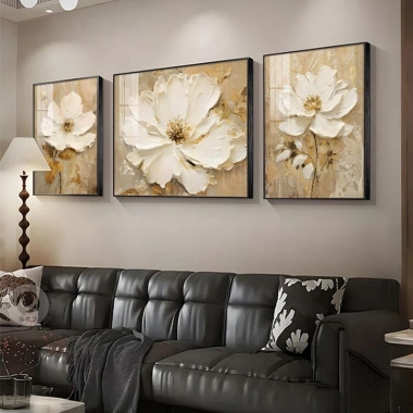 Bộ 3 tranh treo tường hoa lá canvas – Trang trí phòng khách, quà tặng, 205.190₫