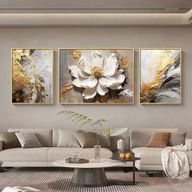 Bộ 3 tranh treo tường hoa lá canvas – Trang trí phòng khách, quà tặng, 205.190₫