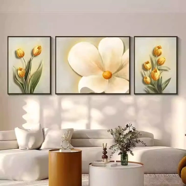 Bộ 3 tranh treo tường hoa lá canvas – Trang trí phòng khách, quà tặng, 205.190₫