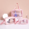 Bộ 3 túi WASHBAG hồng trong suốt đựng mỹ phẩm chống thấm nước, nhiều kích cỡ du lịch 8