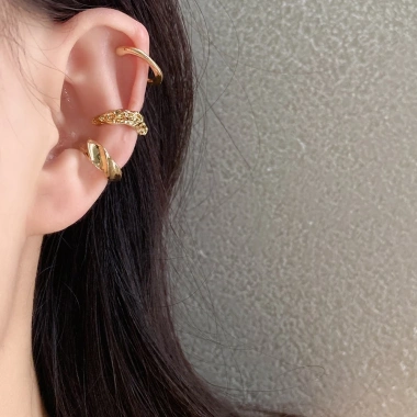 Bộ 3 vòng đeo tai hình học nữ thiết kế tối giản kẹp bông tai phong cách Boho